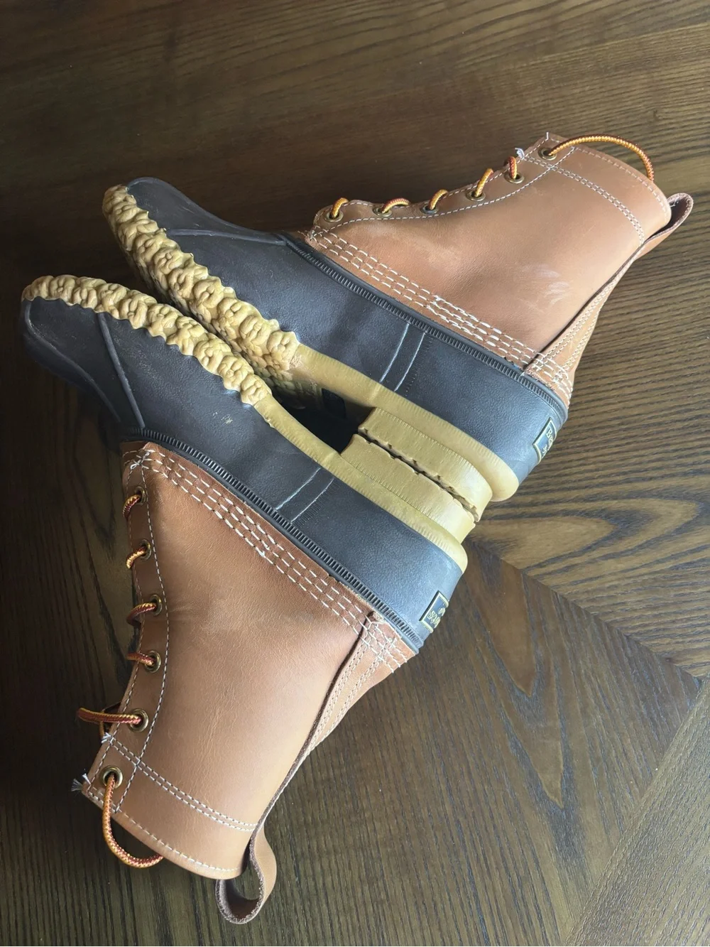 L.L.Bean Bean Rain Boots Size 7 Maine Hunting Duck Boots Leather Lace Up